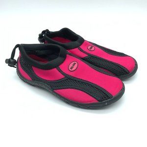 Sea Sox Girls Water Shoes Fabric Drawstring Slip On Mesh Black Pink Size 4